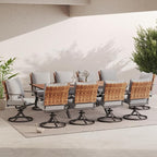 Grand patio 11-Piece Outdoor Dining Set, 10 Leather-Look Wicker Swivel Patio - Image 2