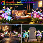 Garpar Solar Lily Lights with Swaying Butterflies, Upgraded Garden Solar Lights - Image 4