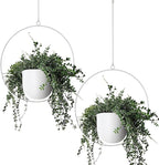 2 Pack Hanging Planters for Indoor Outdoor Plants Modern Metal Plant Hangers by ABETREE