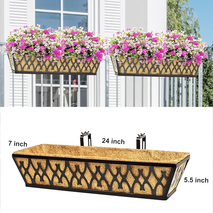 6 Pack 24 Inch Window Boxes Planters Railing Planter Box - Image 6