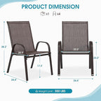 Outdoor Stackable Chairs Set of 6, Stacking Patio Chairs - Image 2