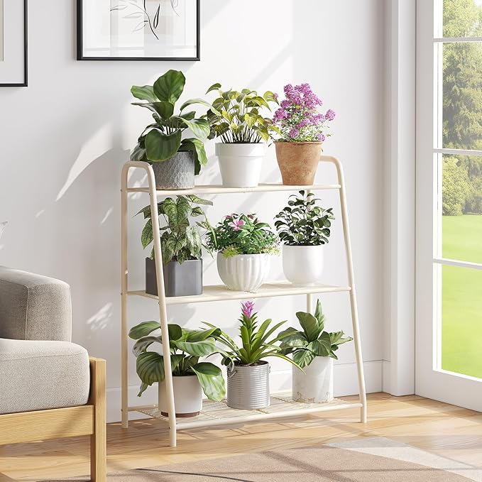 3-Tier Corner Plant Stand, Metal Black Flower Pot Rack, Indoor Outdoor Heavy - Image 2