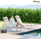 Outsunny 2 Piece Folding Chaise Lounge Chairs, Pool Sun Tanning Chairs - Image 2