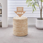 Wimarsbon Natural Seagrass Foot Stool, Hand Weaving Round Ottoman, - Image 3