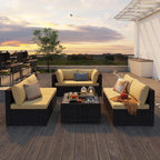 Patio Furniture Sets 7 Pieces Outdoor Sectional Rattan Sofa Manual Weaving - Image 7