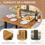 Devoko Home Acacia Wood Dining Table 6-Person Indoor Outdoor Table - Image 6