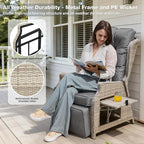 Outdoor Recliner with Adjustable Back and Footrest, Patio 150° Lay Flat - Image 6