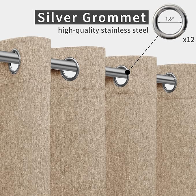 Easy-Going Linen Look Outdoor Curtains Waterproof Windproof Porch Curtains - Image 3