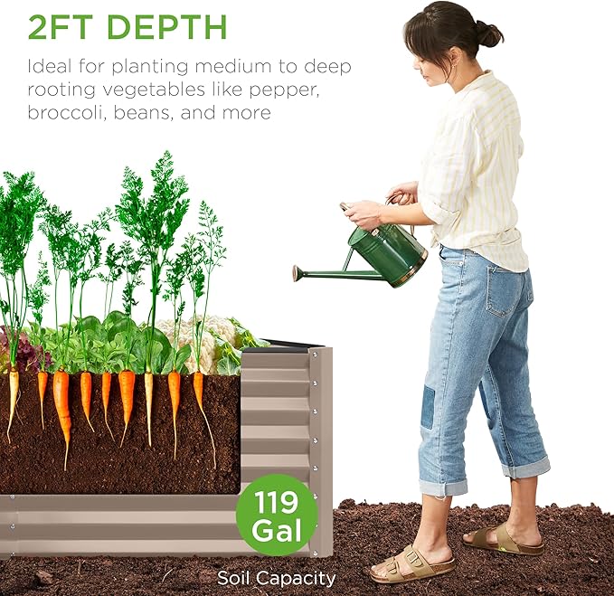 Best Choice Products 4x2x2ft Outdoor Metal Raised Garden Bed, Deep Root Box - Image 4