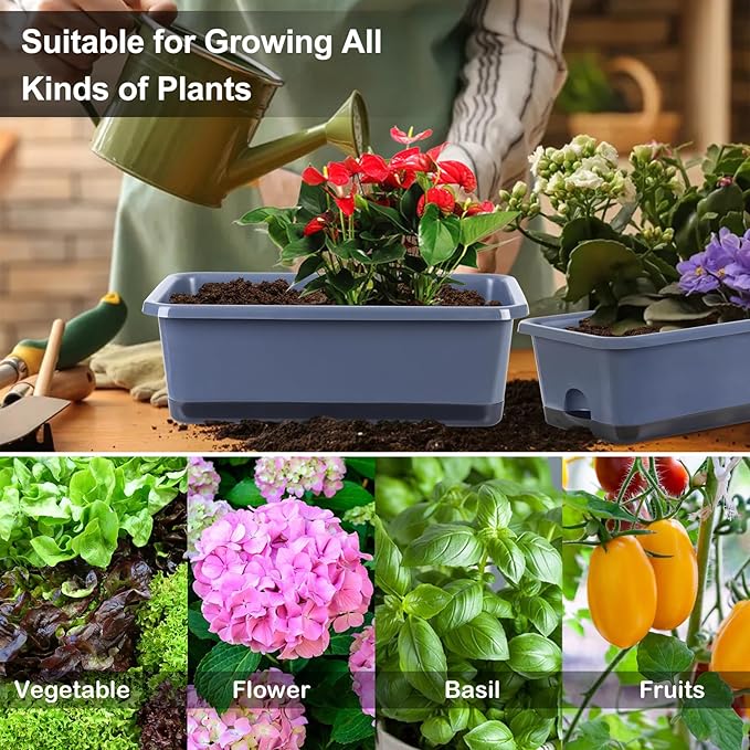 Window Box Planter 6 Pcs, 18 Inches Rectangle Flower Pots - Image 5