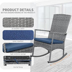 Rocking Chair Outdoor 3 Pieces High-Backed Patio Rocking Chairs Bistro Table - Image 4