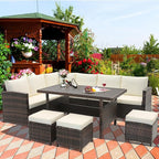 Tangkula 7 Pieces Wicker Patio Furniture Set, Rattan Sofa - Image 3