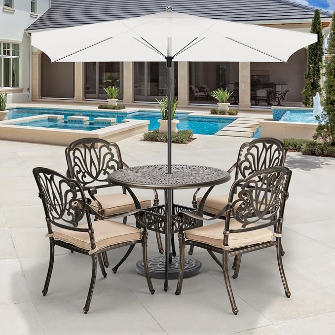 VINGLI 5-Piece Outdoor Patio Dining Set, Cast Aluminum All-Weather Outdoor - Image 2
