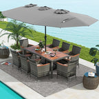 Tangkula 10 Pieces Patio Wicker Dining Set w/Double-Sided Patio Umbrella - Image 8