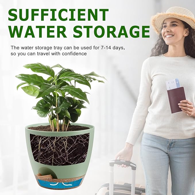 Plant Pots 10/9/8 Inch Self Watering Pots, Plastic Flower Pots, Nursery - Image 5