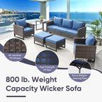 Belord 6 Piece Outdoor Furniture Patio Wicker Sofa Set, Oversize Outdoor Swivel - Image 9