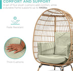 Best Choice Products Wicker Egg Chair, Oversized Indoor Outdoor Lounger - Image 7