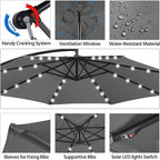 Yaheetech 10FT Solar Offset Umbrella - Image 5