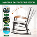 Shintenchi 2 Pcs Outdoor Rocking Chairs Set, Upgraded High Back Patio Rocking - Image 5