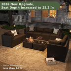 Aoxun 10 Piece Patio Furniture Set Wicker Rattan Patio Sectional Sofa Set - Image 2