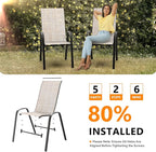 VINGLI Patio Chairs Set of 2 – Stackable Outdoor Dining Chairs - Image 6