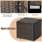 RELAX4LIFE Wicker Outdoor Storage Ottoman, 2-Piece Rattan Footstool w/Removable - Image 6
