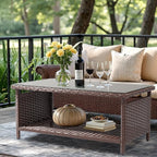 VINGLI Outdoor Wicker CoffeeTable Patio Coffee Tables - Image 2