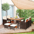 Tangkula 9 Pieces Patio Acacia Wood Table and Chairs Set by TANGKULA