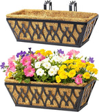 2 Pack 16 Inch Window Boxes Planters Railing Planter Box by KarlliuHOMEGARDEN