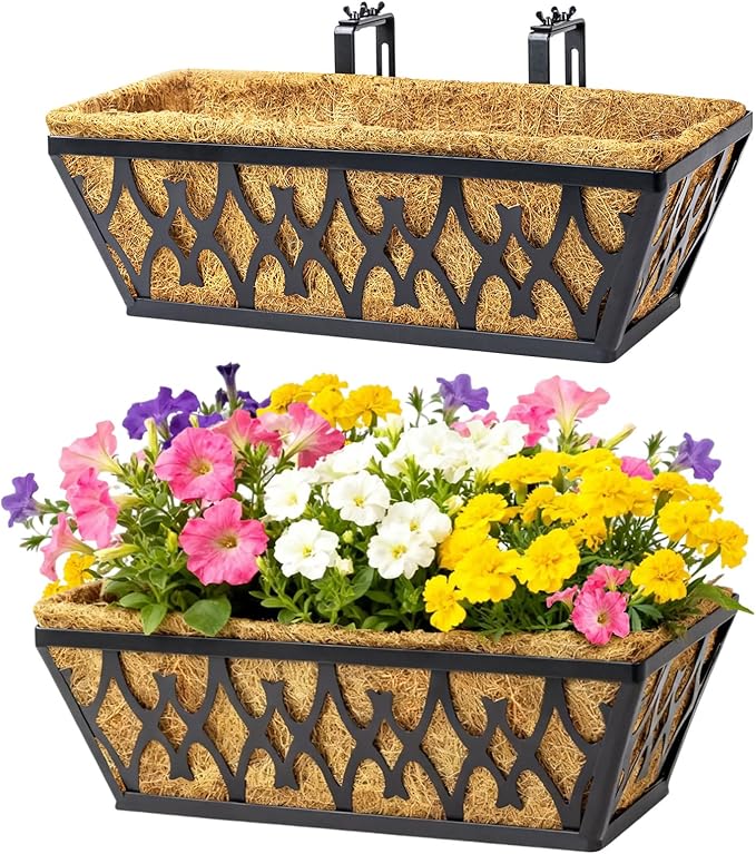2 Pack 16 Inch Window Boxes Planters Railing Planter Box by KarlliuHOMEGARDEN