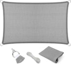 Eden's Decor Straight Flat-Edged Sun Shade Sail Rectangular 9' x 20' Grey by EdensDecorInc