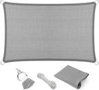 Eden's Decor Straight Flat-Edged Sun Shade Sail Rectangular 11' x 19' Grey by EdensDecorInc