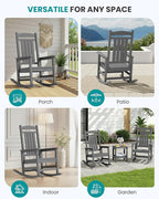 SERWALL Outdoor Rocking Chair, HDPE Patio Rocking Chair All-Weather Porch Rocker - Image 9