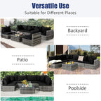 Tangkula 7 Pieces Patio Rattan Furniture Set, Patiojoy Outdoor Conversation Set - Image 8