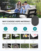 SERWALL HDPE Patio Furniture Set, 7-piece Outdoor Sectional Sofa Set, All - Image 3