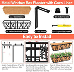 Riare 3 Pack 24 Inch Metal Railing Planter Window Box - Image 3