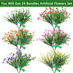 AGIRL 24 Bundles Artificial Flowers Outdoor, No Fade Fake Plastic Flowers Faux - Image 3