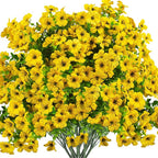 Artificial Fake Flowers for Outdoor Spring Decoration, 16 Bundles Faux Silk by Grunyia