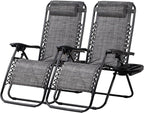 Nazhura Set of 2 Relaxing Recliners Patio Chairs Adjustable Steel Mesh Zero by NazhuraGoodCompanionAtHome