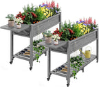 YEFU Raised Garden Bed with Legs: 57x18x30in Elevated Poly Planter with Wheels by YEFU