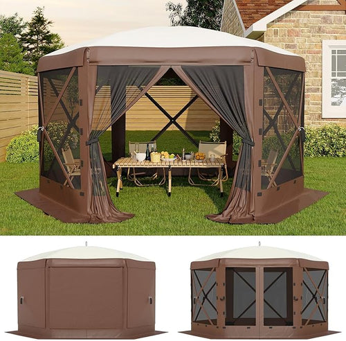 13x13FT 6-Sided Pop Up Gazebo Tent，One-Push Setup Canopy Tent by GarveeLife