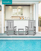 SERWALL Oversized Rocking Chair Set of 4 Outdoor, HDPE Outdoor Rocking Chair - Image 8