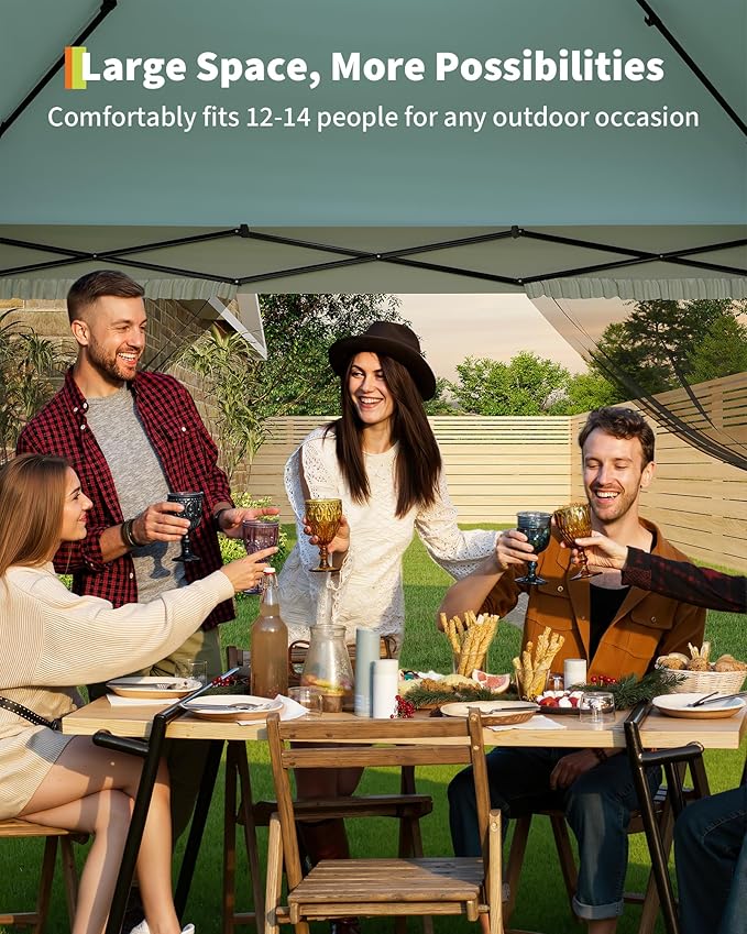 Canopy Tent 13x13 ft, Pop Up Gazebo One-Push Setup - Image 5