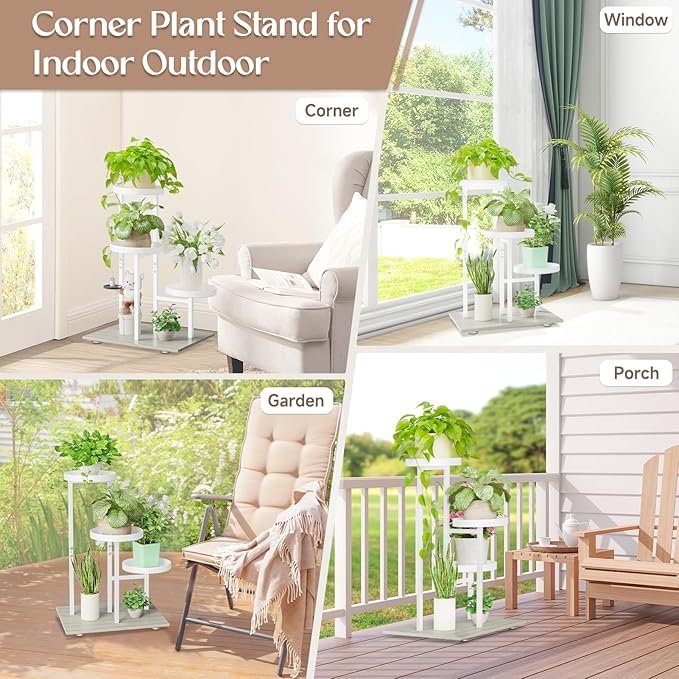 iDavosic.ly 3 Tier Plant Stand Indoor, Tiered Corner Flower Holder Shelf Outdoor - Image 4