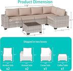 6-Piece Outdoor Patio Furniture Set Wicker Sectional Sofa Set, Patio - Image 5