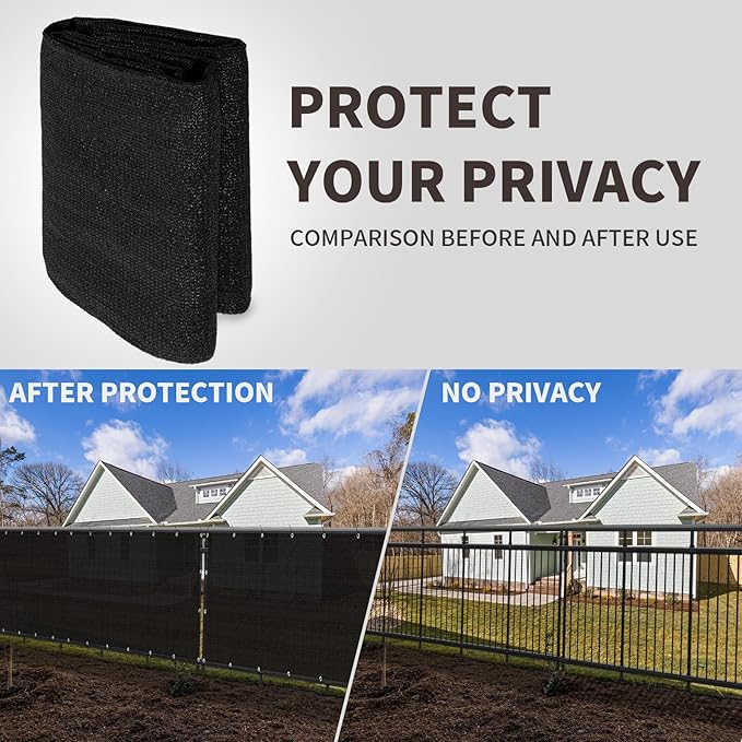 LOVE STORY Custom Size 3.3'x25' Black Balcony Privacy Screen, UV Block Privacy - Image 5