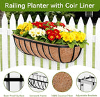 Halatool 2 Pack Heavy-Duty Metal Deck Railing Planter Box, 24 Inch - Image 3