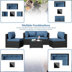 Shintenchi 5 Pieces Outdoor Patio Sectional Sofa Couch, PE Wicker Furniture Sets - Image 2
