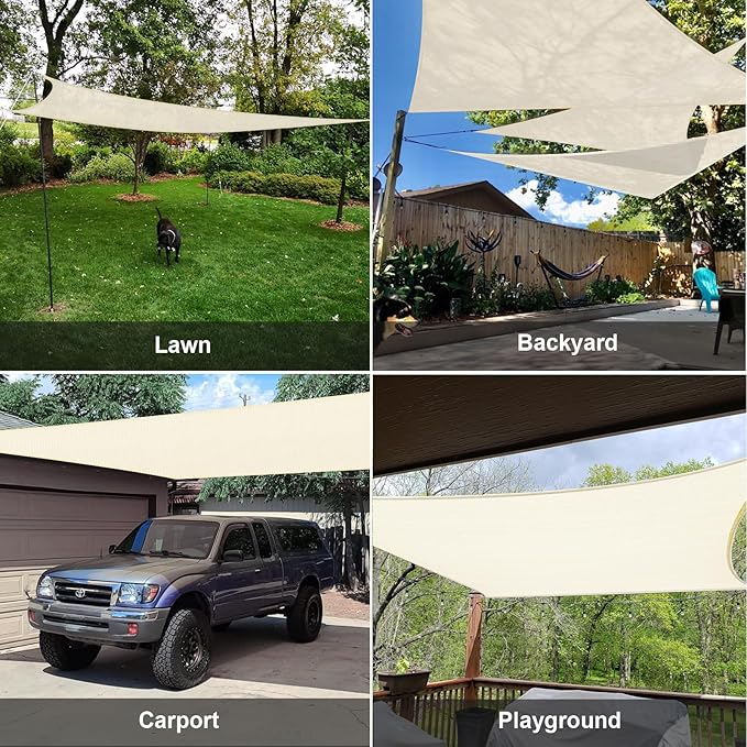 SUNLAX Sun Shade Sail 13' x 20' Butter Cream Rectangle Canopy Sail Shade Cover - Image 8