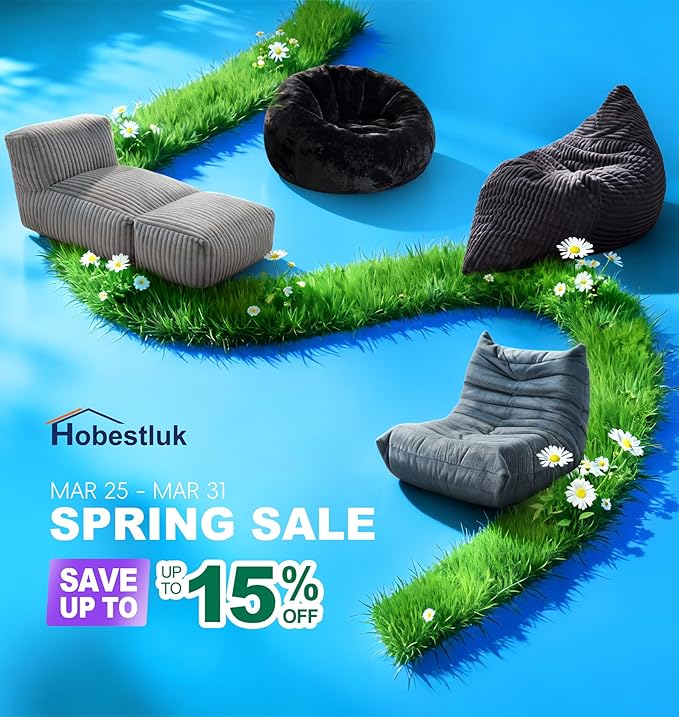 Hobestluk Bean Bag Chair Big Bean Bag Lounger - Image 5